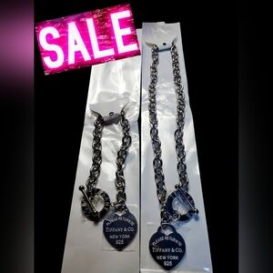 💎*Tiff & Co.💎 (2) Set Silver NECKLACE+BRACELET!!